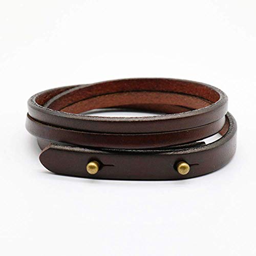 Mens Genuine Leather Bracelet - Handmade Adjustable Leather Cuff Bracelet punk Style leather wrap Wristband for Men - color: B-2 Wrap