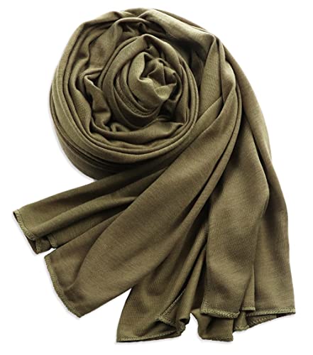vabovin Head Wraps for Black Women Stretch Jersey Knit Turban Headwrap Solid Color Headscarf Headband Shawl - color: 06- Army Green