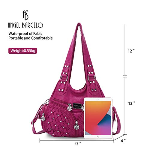 Angel Barcelo Purses for Women Large Shoulder Bag Soft Hobo Bags for Women - color: Rose