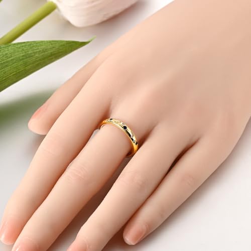 Hapour 925 Sterling Silver Ring for Women,Eternity Gorgeous Rings Stackable Rings for Women as Gifts Ring Size 4-11 - color: A-Gold