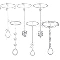 Fumete 6 pcs Finger Ring Bracelet Linked Rhinestone Hand Harness Chain Slave Bracelet with Ring Everyday Jewelry for Women - color: Silver, style: Classic