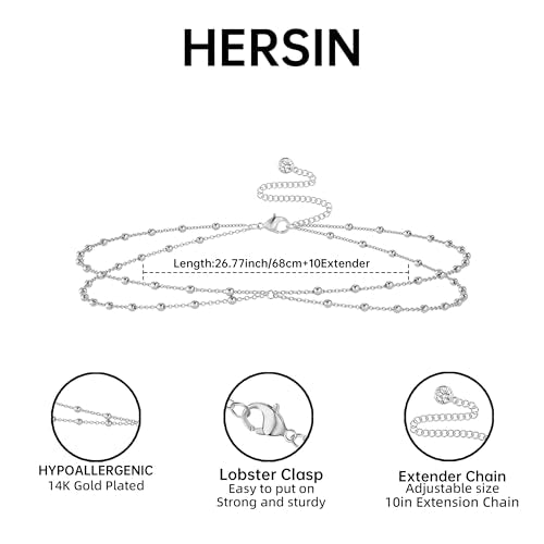 HERSIN Waist Chain for Women, 14k Gold/Silver Plated Dainty Waist Chain Cute Body Chain Gold Chain Belt for Womens Belly Chain Beach Accessories for Womens Summer Jewelry for Women Gifts - style: bead-SL