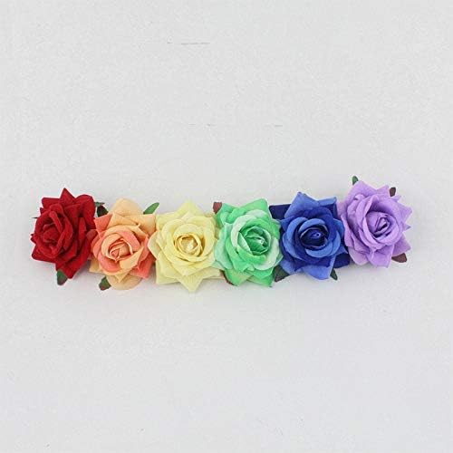 BOHO Floral Crown Rose Flower Headband Hair Wreath (Rainbow Velet Rose) - color: Rainbow Velet Rose