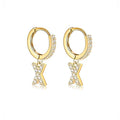 14K Gold Plated Cubic Zirconia Initial Earrings Delicate Small Hoop Earrings Hypoallergenic Letter Earrings for Women - style: X