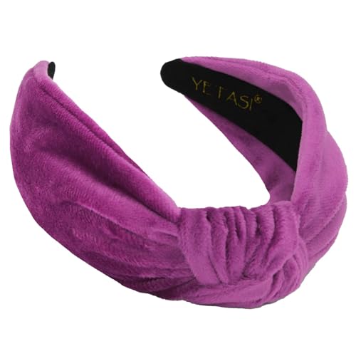 Orchid Purple Velvet Headbands for Women, Trendy Womens Headbands are Knotted Headband for Women's Hair, Cute Top Knot Fashion Designer Girls Head band - color: Orchid Purple