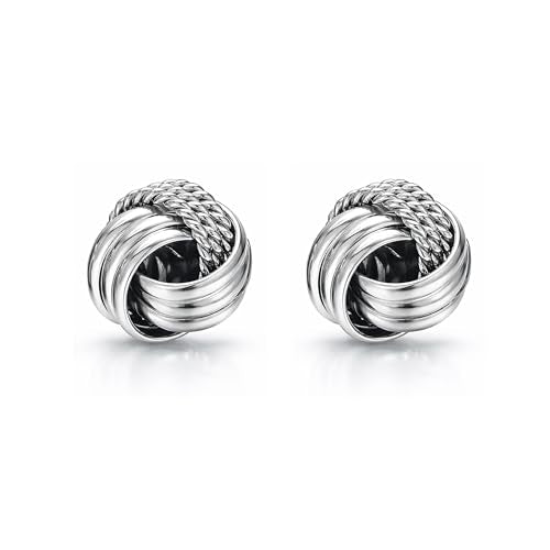 LeCalla 925 Sterling Silver Knot Stud Earrings Jewelry | Italian Design Love Knot Stud Earring | Celtic Knot Stud Earrings for Women - color: Rhodium Love_Knot