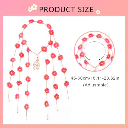 DOCILA Flower Headbands For Women Hippie Floral Hairband Boho Fairy Crown Wedding Parties Outfit Costume Hair Accessories - color: Pink