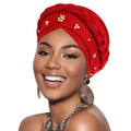 African Women Turban Caps Pre-Tied Twisted Turbans Head Scarf for Women Hair Wraps Cover Beanie Cancer Chemo Headwear - color: 1 Pack Twisted Braid: Gold Bead Burgundy