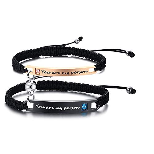 MEALGUET Personalized Couple Bracelet Customized Couple Bracelets Set Mutual Attraction Custom Name Relationship Bracelet Personalized Gift for Men Women - style: You are my person-round magnetic