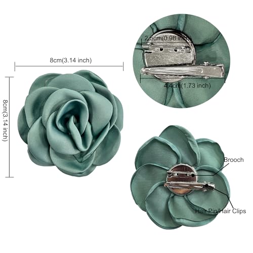 Sanrich Women's Brooches 4pcs Rose Flower Hair Clip Mexican Hair Flowers Clips Hairpin Brooch Tea Party Hats Headpieces (aqua blue) - color: aqua blue