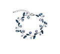 Faship Gorgeous Rhinestone Crystal Floral Necklace Earrings Set - color: Navy Blue / Matching Bracelet