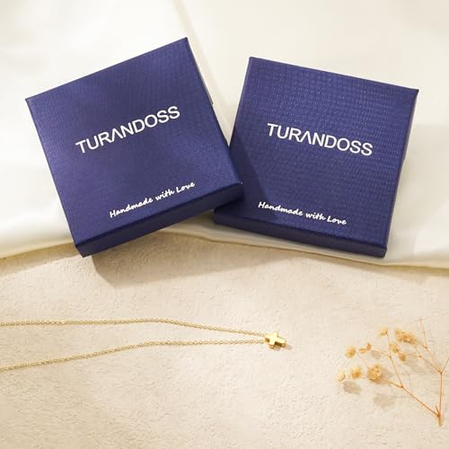 Turandoss Gold Cross Necklace for Women Girls Jewelry Gifts, Dainty 14K Gold Plated Cross Necklace Infinity CZ Holy Mary Medal Necklaces for Women Baptism Religious Faith Jewelry First Communion Gifts - color: tiny cross necklace