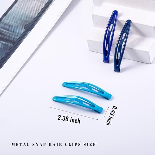 16 PCS Snap Hair Clips Metal Barrettes for Women Non Slip Barrettes for Thick and Thin Fine Hair,Bright Multiple Blue,2.36 x 0.43 Inches. - color: Bright Multiple Blue