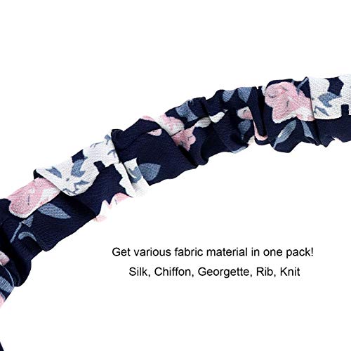 DRESHOW 10 Pack Boho Headbands for Women Girls Criss Cross Elastic Hair Band Twisted Head Wrap Floral Hair Accessories - color: 10 Pack Chiffon Flower Printed A