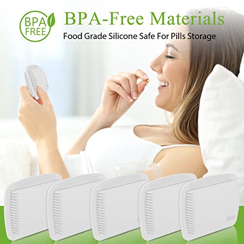1 Pieces Pill Organizer Reusable Pocket Pill Case Portable Open Pill Pouch Silicone Small Pill Box Pill Container Pill Holder Pill Bags Organizing Medication, Vitamins, and Tablets for Travel (White) - size: Pack of 1