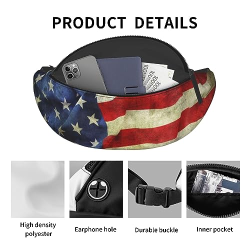 American Flag Patriotic Fashion Casual Fanny Pack Waist Bag Men Women Adjustable Belt Waist Bag For Travel Hiking Cycling Running Festival Carnival - color: Black3