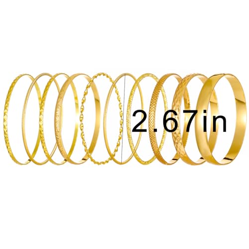 IFKM Gold Chain Bracelets Set for Women, 14K Gold Plated Multiple Layered Stackable Open Cuff Bangle Bracelet Anklet Bracelets Adjustable Link Tennis Beads Italian Cuban Jewelry for Women Gift - style: 10PCS Stack