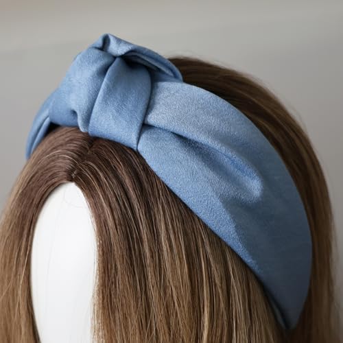 Blue Wide Knotted Headbands for Women Fashion Headband Non Slip Head Bands Hair Styling Accessories Womens Sisters Gifts - color: Blue