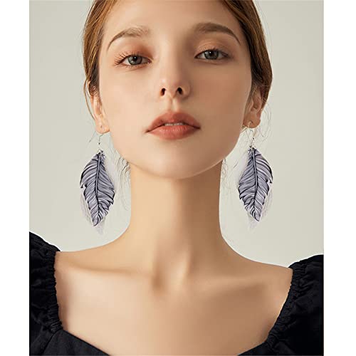 ANXIN boho unique Leather Earrings 2 Layered Lightweight Faux Leather Leaf Earrings Layered Design Drop Earrings Gift for Women - color: GOLD Faux Leather Leaf Earrings