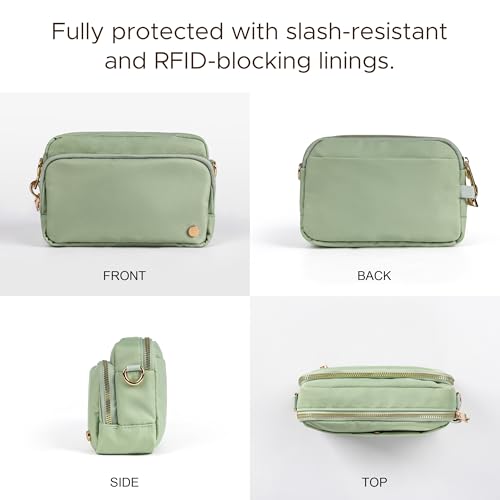 Joryin Anti Theft Crossbody Bag for Women, Slash-resistant RFID Blocking Travel Purses, Small Shoulder Bag Handbag, Nylon - color: Sage Green