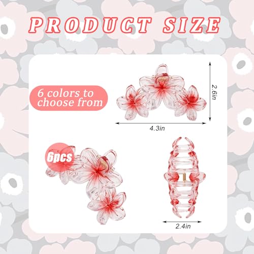 YONOY 6Pcs Flower Hair Clips for Women,Non-Slip Matte Flower Hair Clips for Women,Hawaiian Hair Flower Clip Large Plumeria Banana Cute Clip Beach Hair Accessories (Pearlescent color) - color: Color C