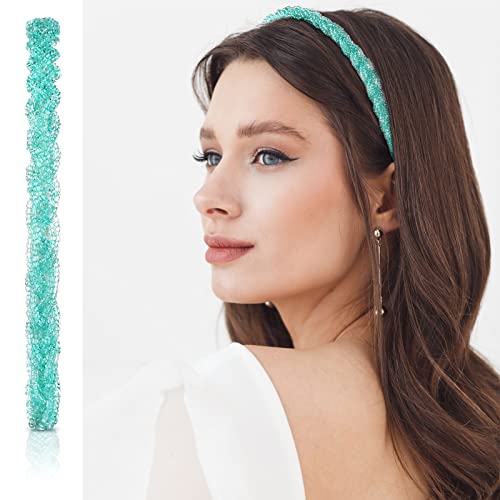 MTLEE 6 Pieces Beaded Headbands for Women Sparkly Crystal Beaded Hair Hoop Hairbands Multiple Color Hair Accessories Head Bands Christmas Gift(Bright Colors) - color: Bright Colors
