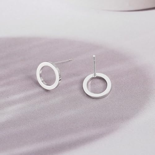 18K Gold Love Knot Stud Earrings for Women Statement Button Pearl Stud Earrings Minimalist Cute Small Post Earring - color: 7.Silver Circle