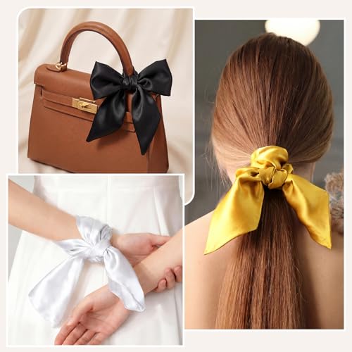 American Trends Women Silk Feeling Scarf Satin Head Scarves Square Wrap Neck Scarf Lightweight Silk Like Bandana - color: 08 Blue