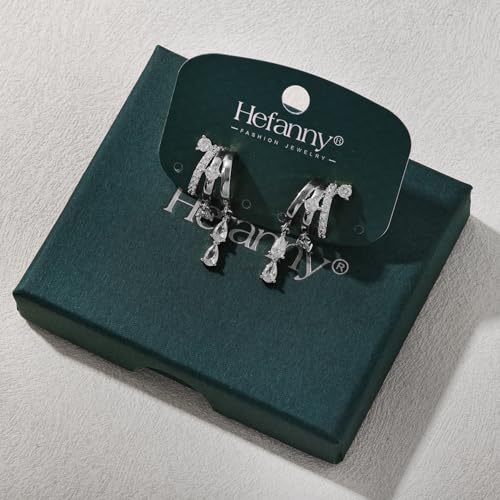 Triple Huggie Stacked Earrings for Women Gold Chain Drop Dangle Earrings Cute Statement CZ Earrings Trendy Dainty Jewelry Gift - color: Silver 7