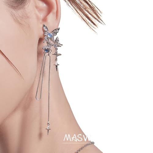 Stylish long tassel earrings Elegant butterfly pendant earrings for women (M2935-1)