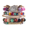 Yomisa 5PCS 6PCS Natural Boho Beaded Bracelets/Bangle for Women Men,Healing Turquoise Jasper Agate Crystal Gemstone Stone Chakra Multilayer Wrap Bohemian Handmade Jewelry Beads Stretch Bracelet Set - color: 6PCS-Colorful