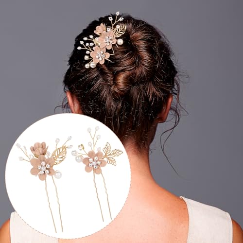 HINZIC 3pcs Flower Tassels Hairpin for Women, Non-Slip Pearl Hair Clips Headpiece, Retro Chinese Hanfu Wedding Brides Hair Accessories for Long Hair- Pink - color: Pink