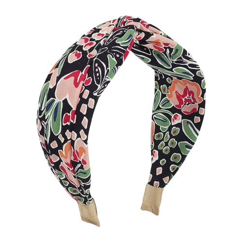 4 Pack Floral Printed Headbands Wide Cross Knot Headbands for Women Knotted Fashion Hair Bands-Classic - color: Type-A