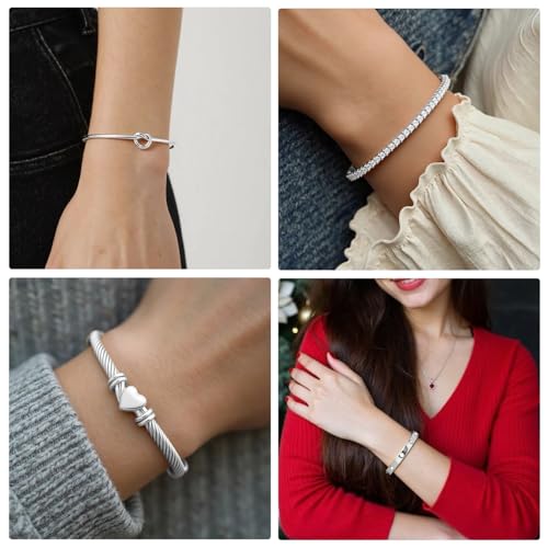 18 K Gold Plated Love Bangle Bracelet Stack Cuff Jewelry for Women Jewelry Set for Women Gift with Box - style: style12