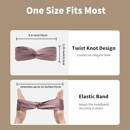 ZLYC Mulberry Silk Headband Elastic Twist Knotted Head Bands for Women's Hair, Solid Batik Pink - color: Solid Batik Pink
