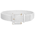JASGOOD Women Wide Woven Belt for Dresses Rattan Waist Belt Braided Boho Belt with Square Buckle - color: White, size: Fit Waist Size 33-37inch