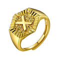 U7 Initial Ring Wedding Band for Men Women 18K Gold Plated Statement Hexagon A-Z Letter Jewelry Personalized Stackable Signet Rings - color: X