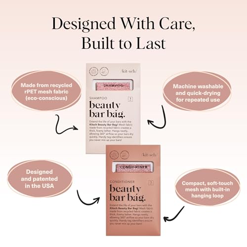 Kitsch Bar Soap Saver Pouch – Patented Mesh Soap Bag for Shampoo and Conditioner Bars - Extends Use & Prevents Soggy Mess - Recycled Beauty Bar Bag, Eco-Friendly - 2pc Set, Blush & Terracotta - color: Blush & Terracotta