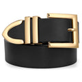SUOSDEY Plus Size Women's Leather Belts for Jeans Pants Dress Fashion Women Waist Belt with Gold Buckle - color: Black, size: Fit waist size 40''-45''