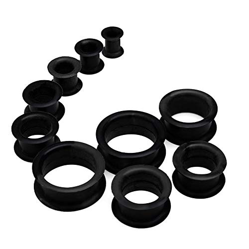 WBRWP 20/28pcs Ear Stretching kit Set: Hollow Hard/Soft Silicone Plugs and Tunnels Ear Expander Gauges Stretcher Body Piercing Jewelry - style: 20pcs Thick/Black