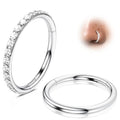 2Pcs Nose Ring Hoop Set: 14G 16G 18G 20G 316L Surgical Steel Septum Rings Hypoallergenic Body Jewelry 6/7/8/9/10/12MM Cartilage Earrings for Women Men - color: Silver-Single+Single CZ