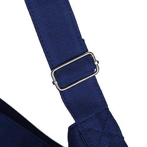 Covelin Women's Retro Large Size Canvas Shoulder Bag Hobo Crossbody Handbag Casual Tote - color: Navy Blue