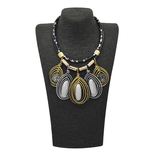 Statement African Necklace For Women African Jewelry Costume Earring Sets Tribal Fashion Colorful Big Rhinestone Crystal Pendent Collar Choker Bold Chunky Bib Handmade - color: B silver