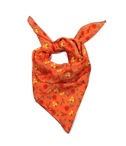 Shanlin Unisex Floral Cotton Square Scarf Bandanas 22x22 inch - color: Floral_orange