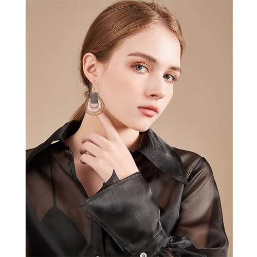 Wooden Geometry Circle Earrings for Women Bohemian Vintage Lightweight Wood Dangle Earrings Handmade Multilayer Earrings