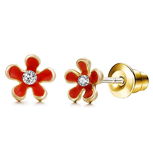 33 Pairs Stainless Steel Cartoon Earrings for Girls - Hypoallergenic Colorful Stud Earing Set, Mix & Match Cute Earring for Teens, Kids, Doll Dressup Accessories - style: Style C Flower Animal