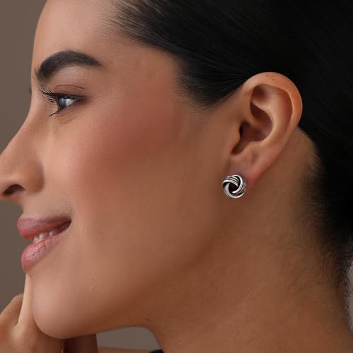 LeCalla 925 Sterling Silver Knot Stud Earrings Jewelry | Italian Design Love Knot Stud Earring | Celtic Knot Stud Earrings for Women - color: Antique Textured Love-Knot