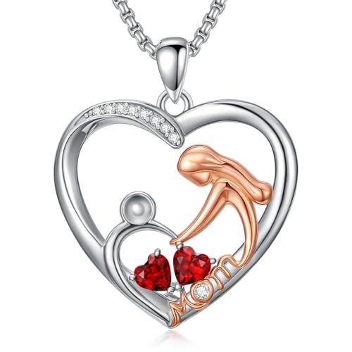 Mom Birthday Gift, Mom Necklace Birthstone Necklace, Anniversary Jewelry Valentine Mothers Day Christmas Birthday Gifts for Mom Women Her Wife Daughter - style: 01-01-Jan-Jan Birthstone