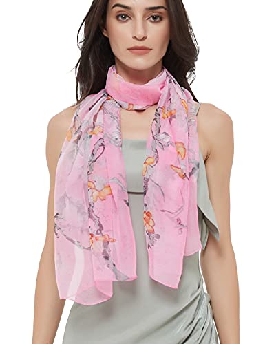 PANTONIGHT Long Chiffon Fashion Scarf Lightweight Chiffon Sheer for women - color: Pink 742