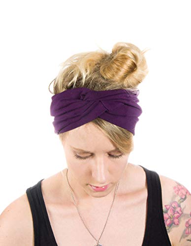 Twist Headband Extra Wide Scrunch Turban (Dark Purple) - color: Dark Purple
